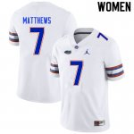 Women's Florida Gators #7 Luke Matthews NCAA Nike White Authentic Stitched College Football Jersey YAX8462UV